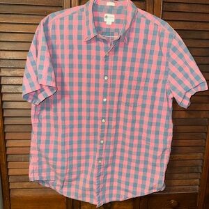 J. Crew Casual Pink and Grey Plaid Shirt